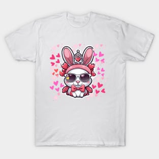 Sweetheart Sovereign: Queen Bunny's Valentine's Vibes T-Shirt